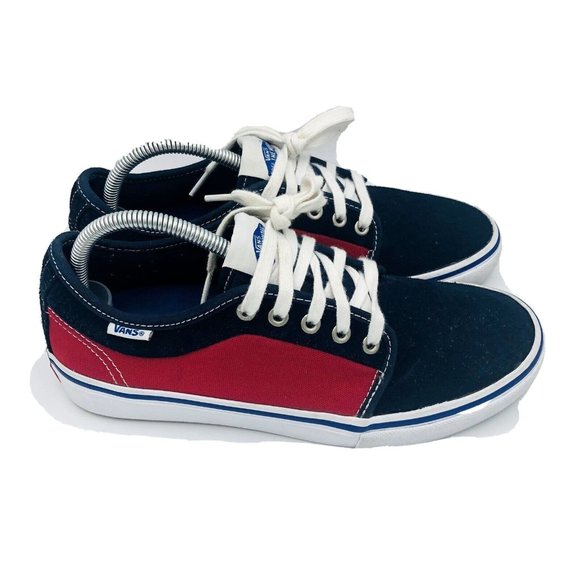 Vans Other - VANS Off The Wall Pro Mens Shoes Size 8.5 Blue Red White Suede Skating Sneaker